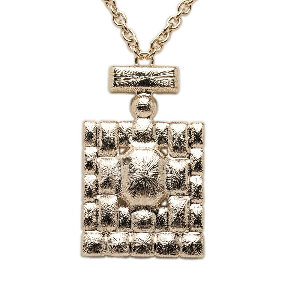 Chanel CC Gold Plated Strass Perfume Bottle Pendant Necklace Gold Metal Very good condition - Inside View