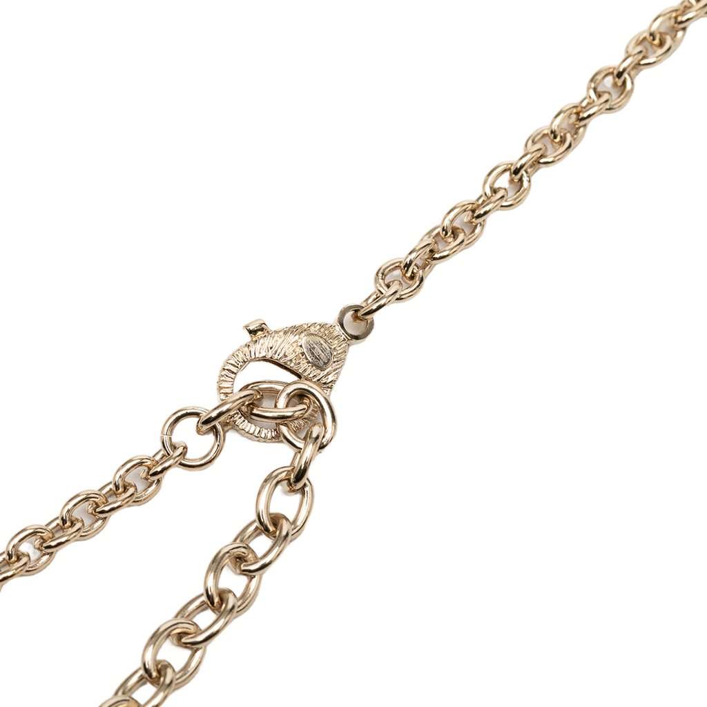 Chanel CC Gold Plated Strass Perfume Bottle Pendant Necklace Gold Metal Very good condition - Box View