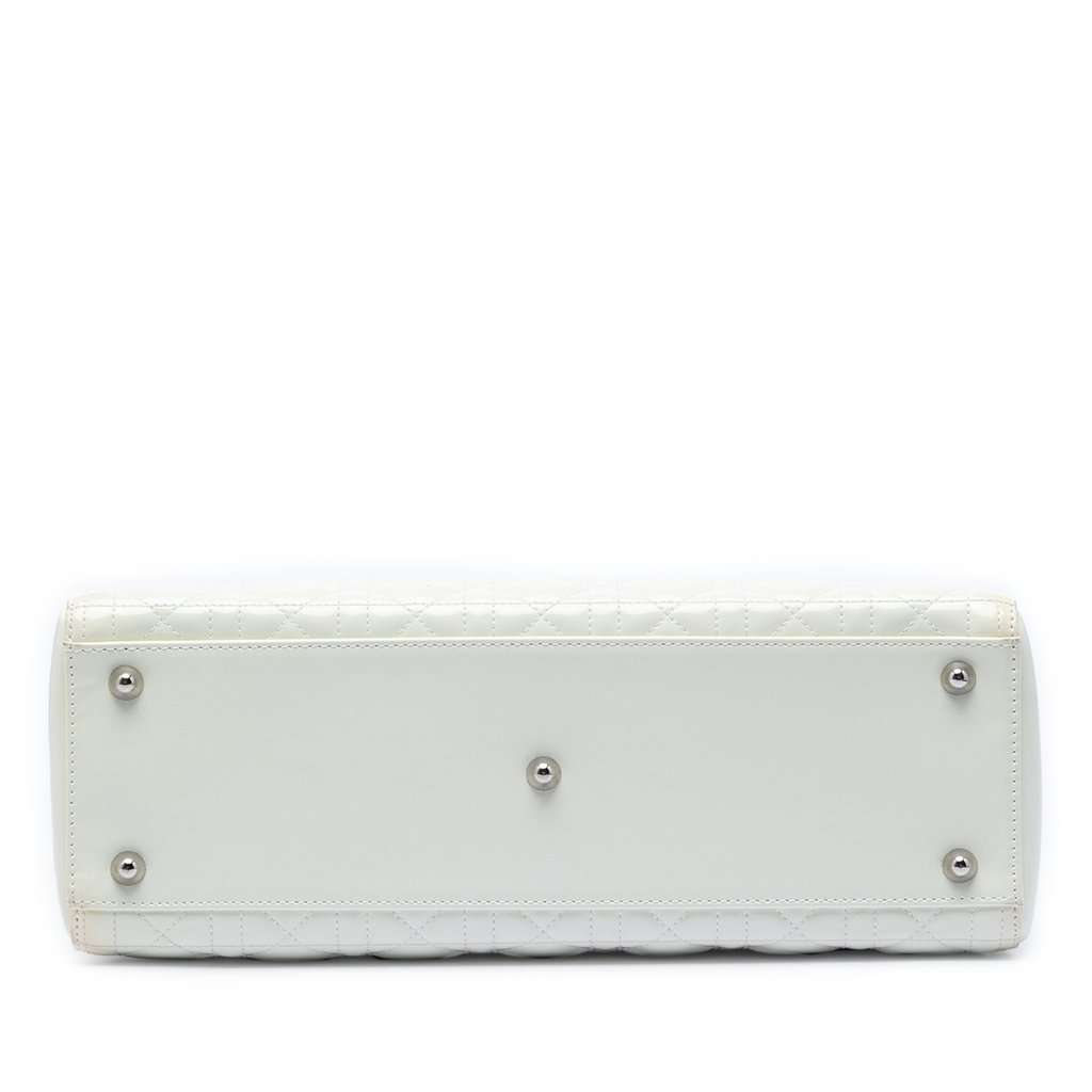 Dior Large Lambskin Cannage Lady Dior White Leather Very good condition - Inside View