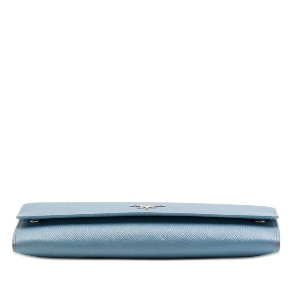 Prada Saffiano Wallet On Chain Blue Leather Very good - Inside View