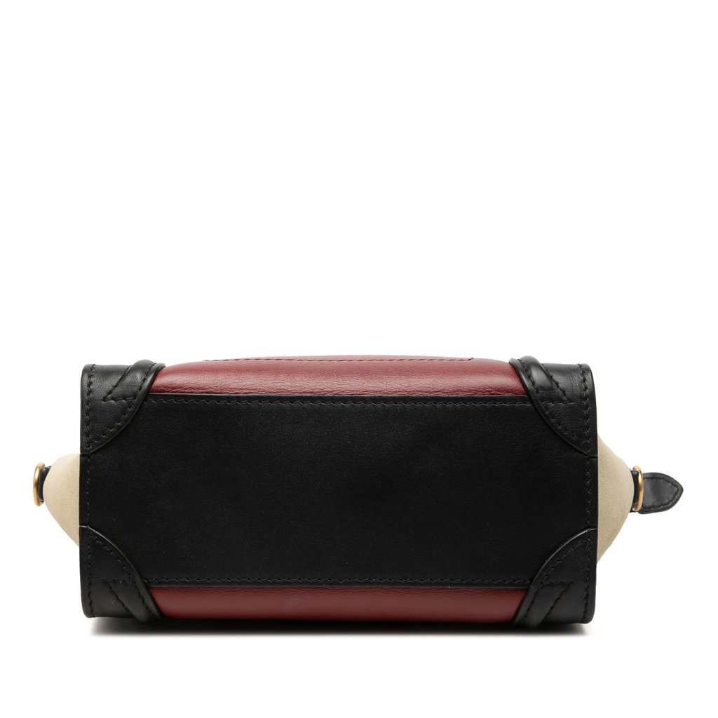Celine Nano Tricolor Calfskin and Suede Luggage Tote Red Leather Very good condition - Inside View