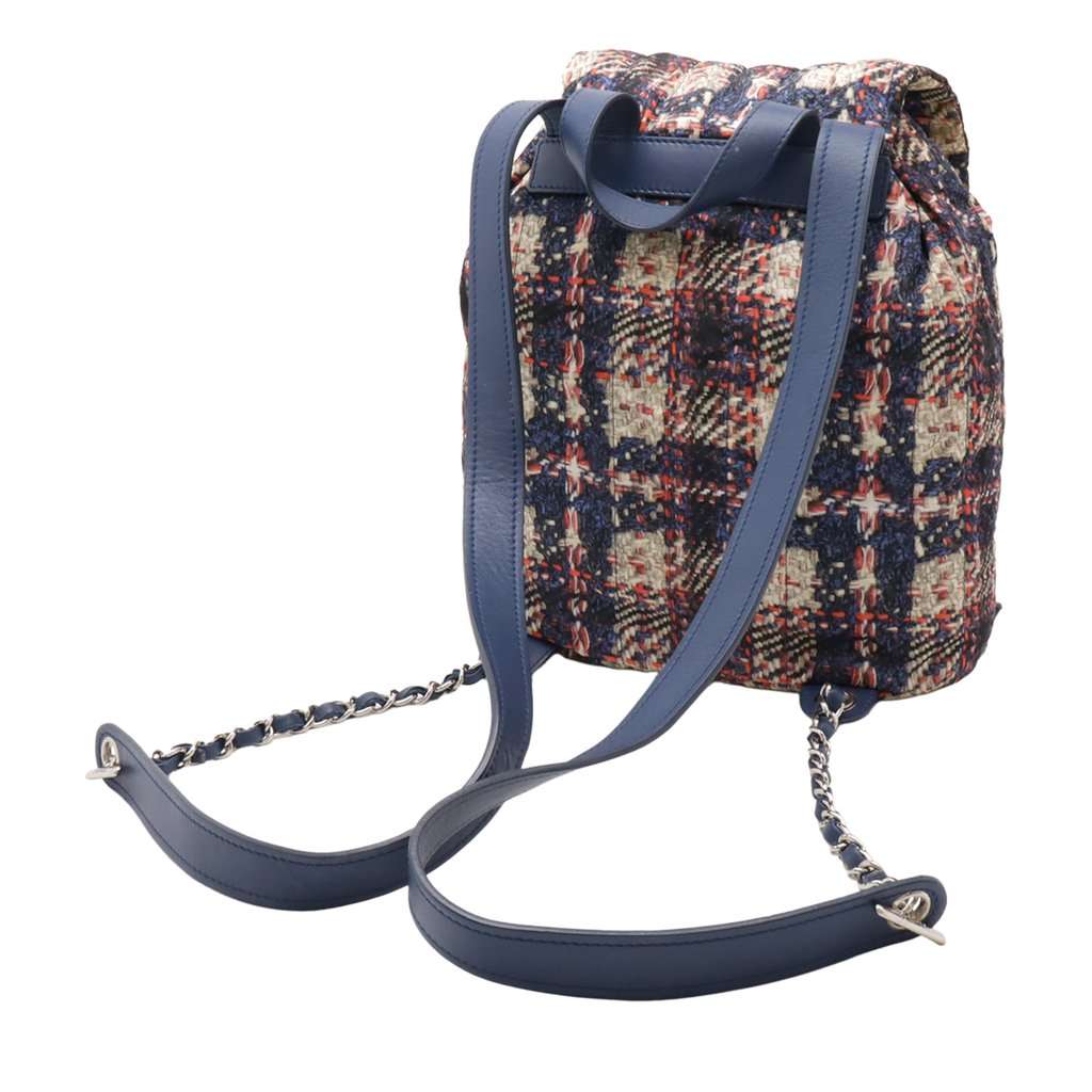 Chanel CC Nylon Tweed Printed Backpack Blue Very good condition - Back View