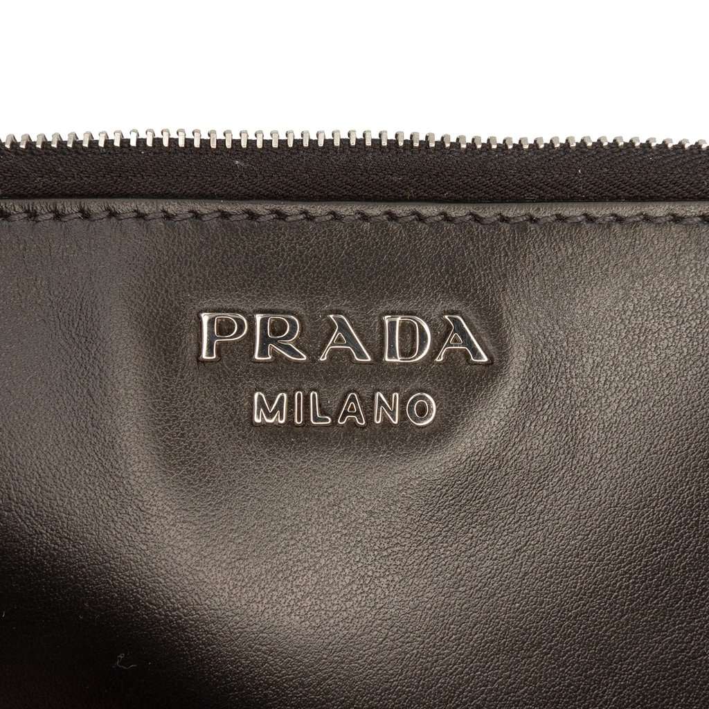 Prada Vitello Intreccio Tress Bucket Bag Black Leather Very good condition - Box View