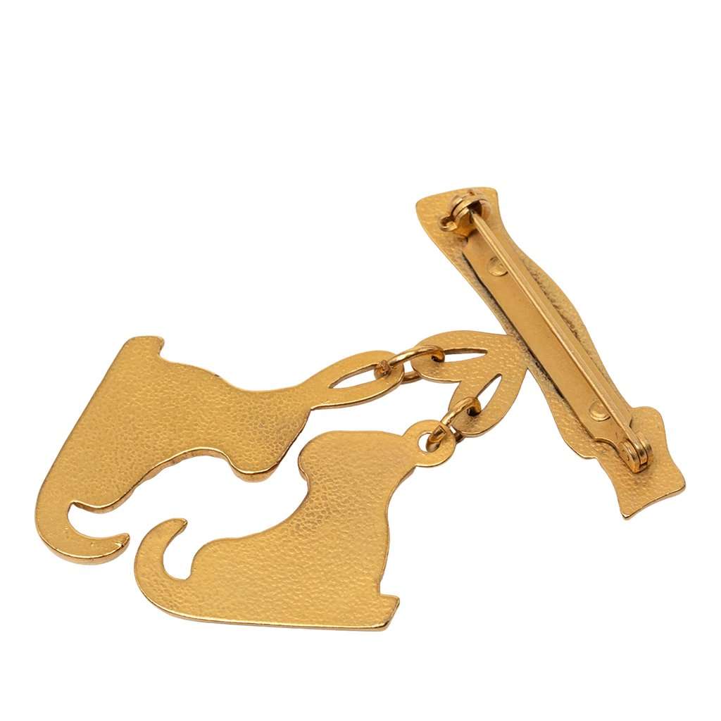 Hermès Gold Plated Skate Boots Brooch Gold Metal Very good - Back View