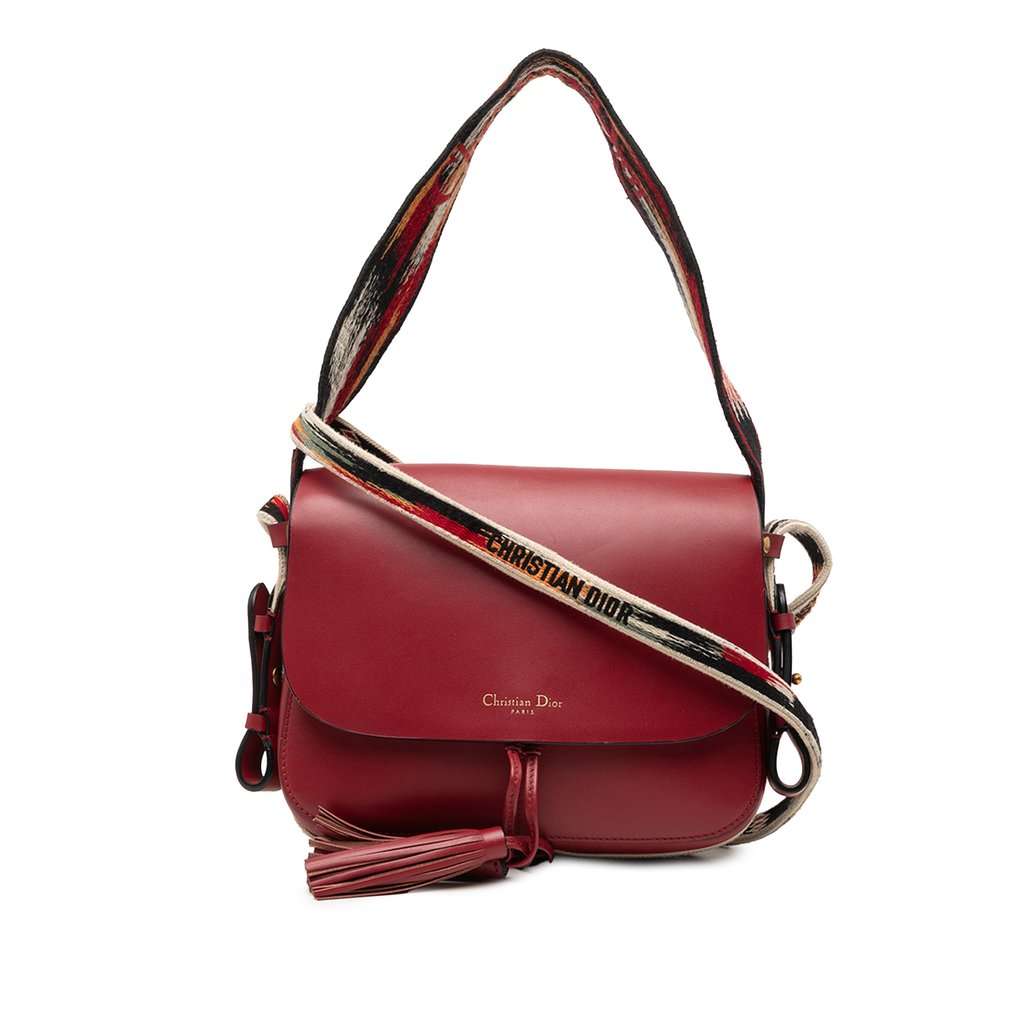 Dior Calfskin DiorOdeo Flap Red Leather Very good condition - Front View