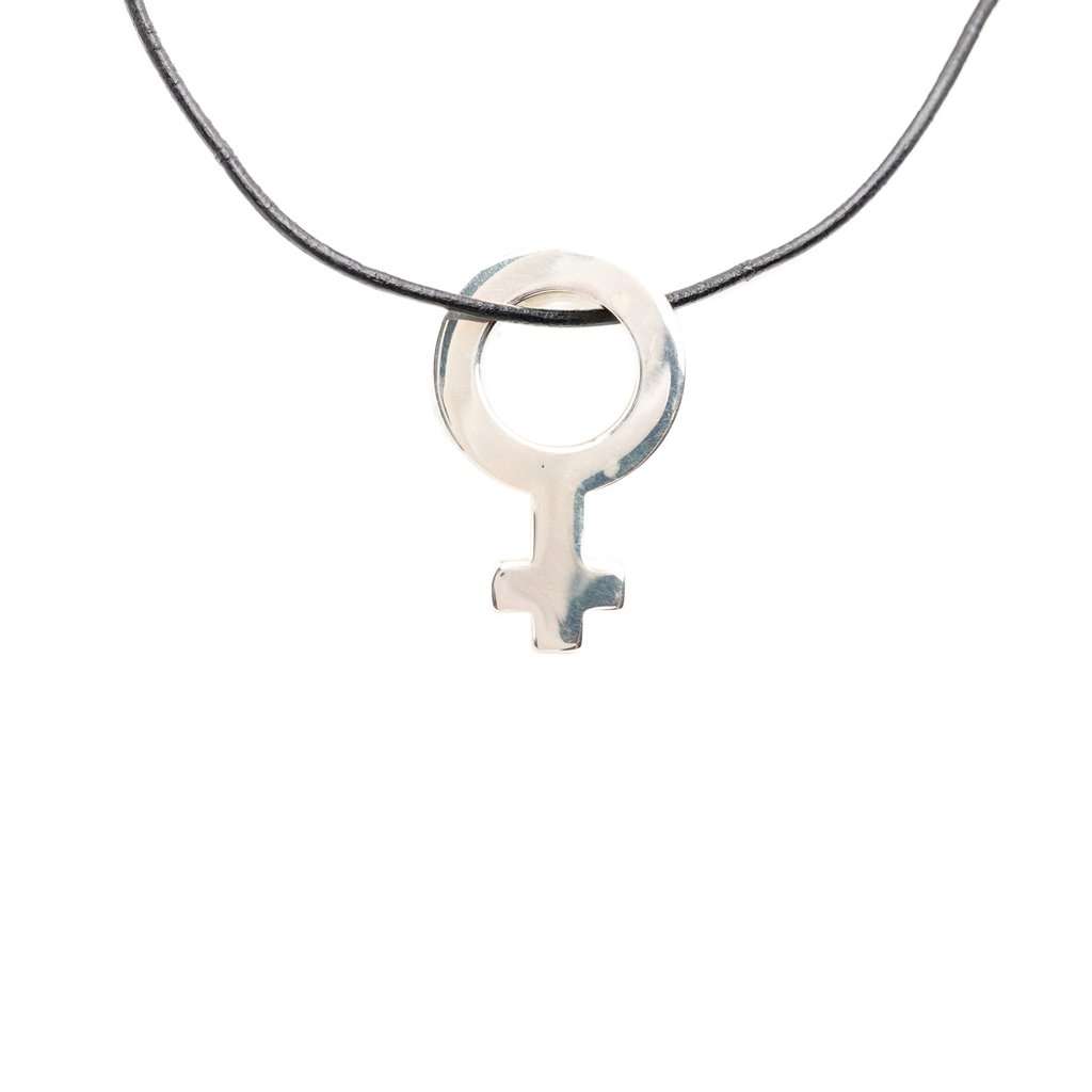 Gucci Leather and Sterling Silver Venus Symbol Pendant Necklace Silver Metal Very good - Back View