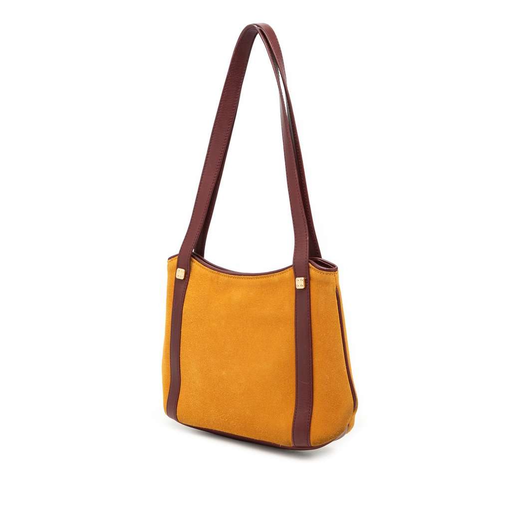 Loewe Suede Anagram Shoulder Bag Yellow Leather Very good - Back View