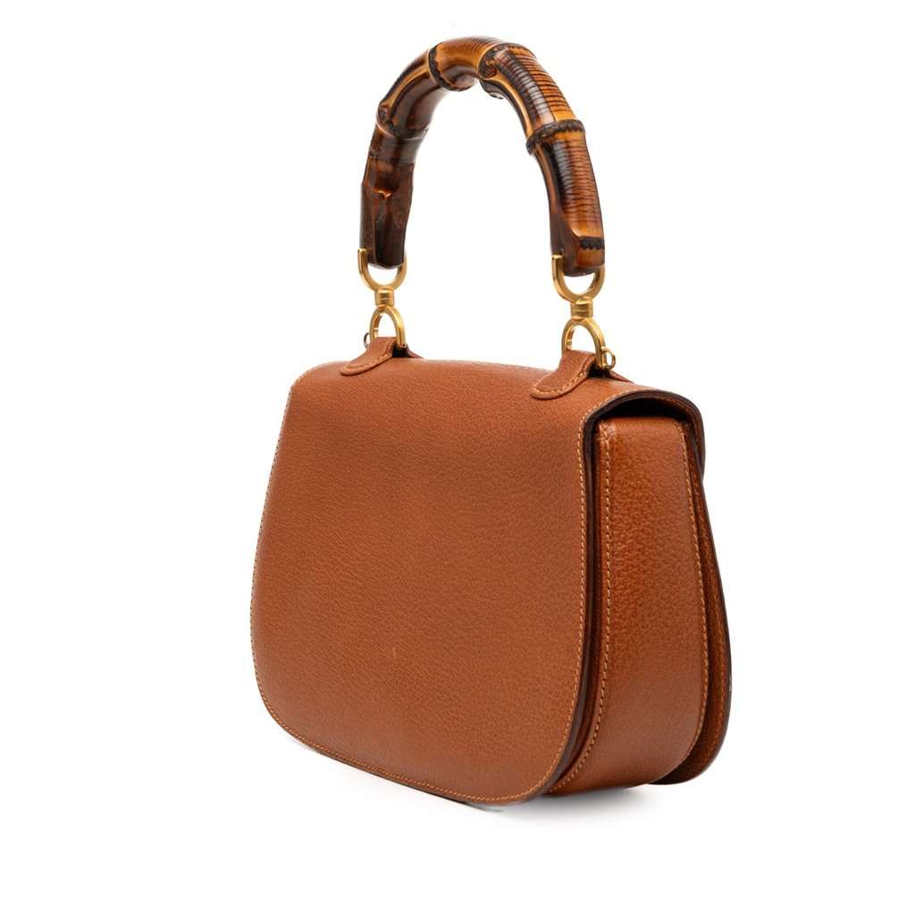 Gucci Grained Calfskin Bamboo Night Brown Leather Very good condition - Back View