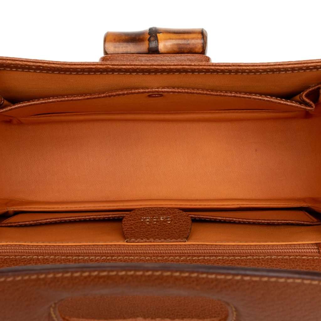 Gucci Grained Calfskin Bamboo Night Brown Leather Very good condition - Model View