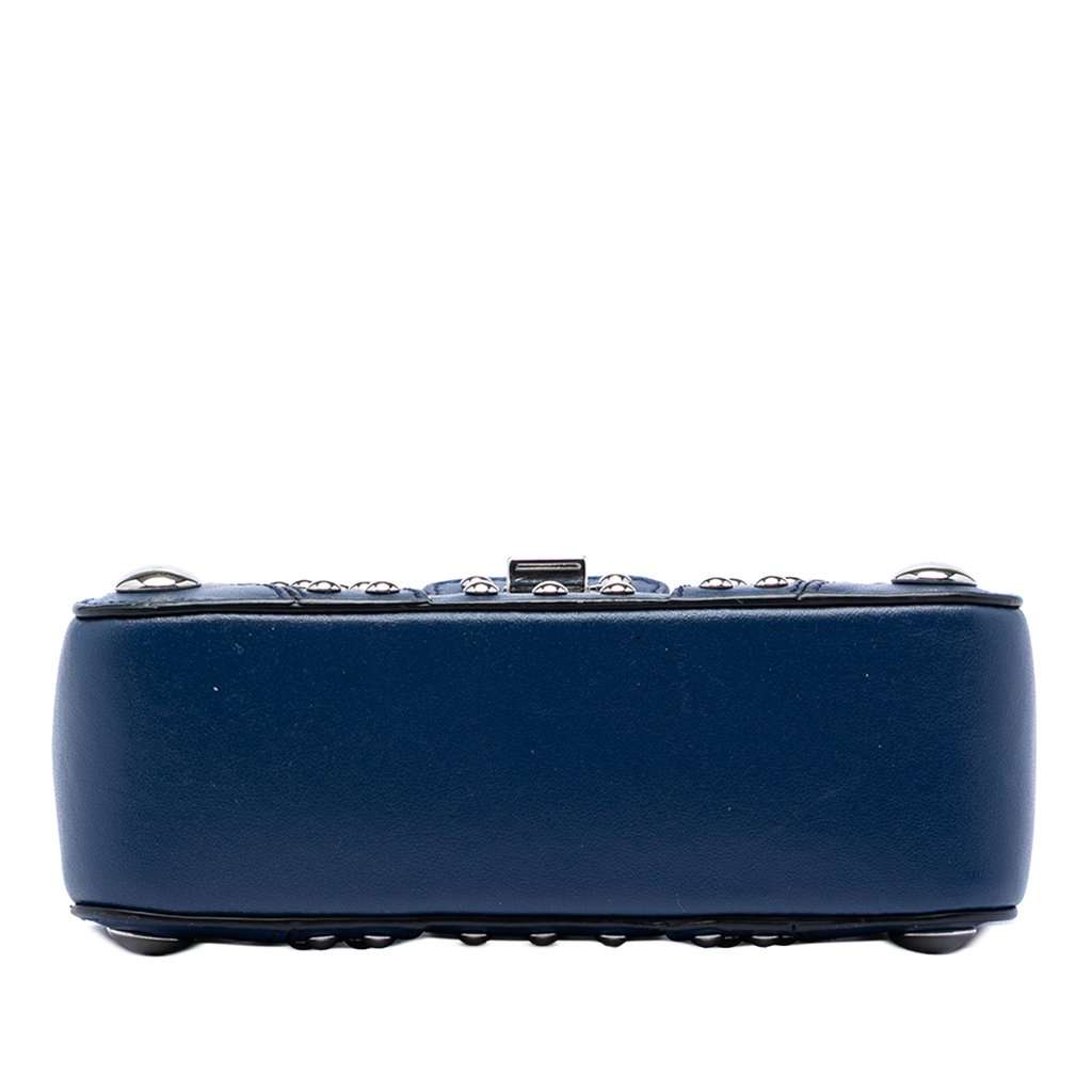 Prada City Calfskin Studded Elektra Turn Lock Clutch Blue Leather Very good - Inside View