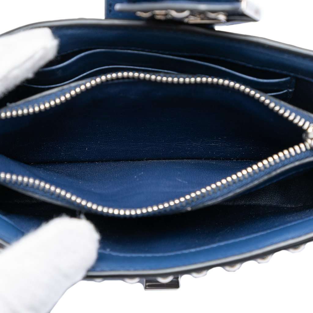Prada City Calfskin Studded Elektra Turn Lock Clutch Blue Leather Very good - Model View
