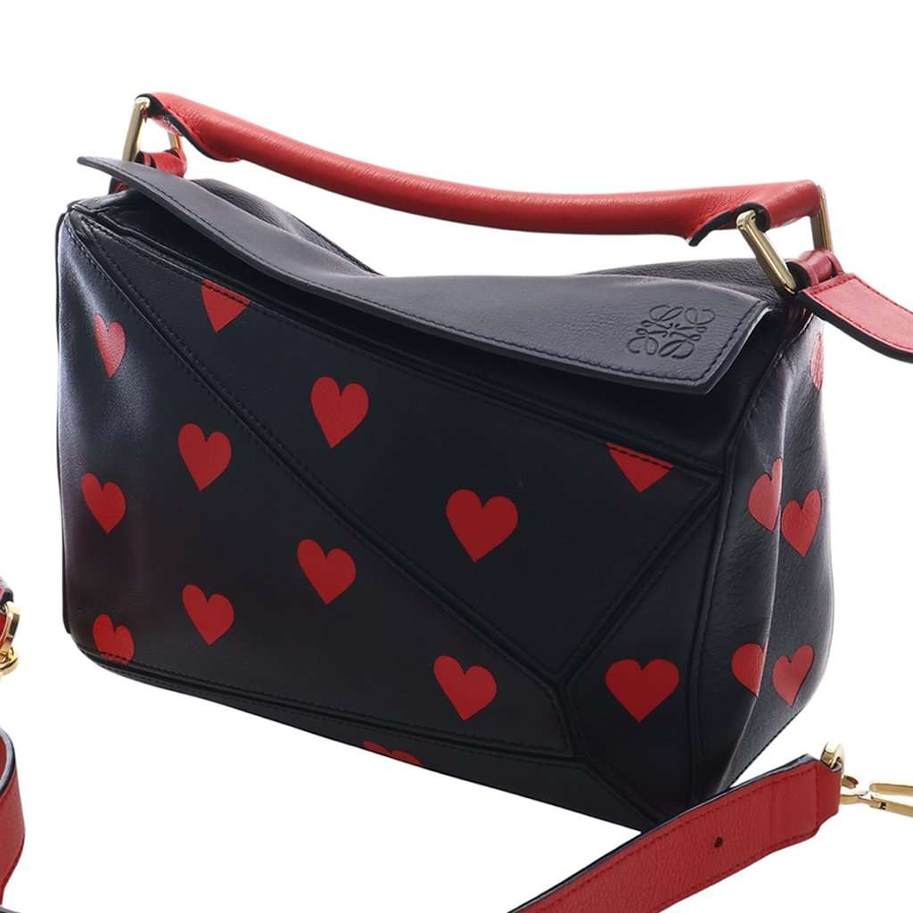 Loewe Small Calfskin Heart Puzzle Satchel Black Leather Very good condition - Inside View