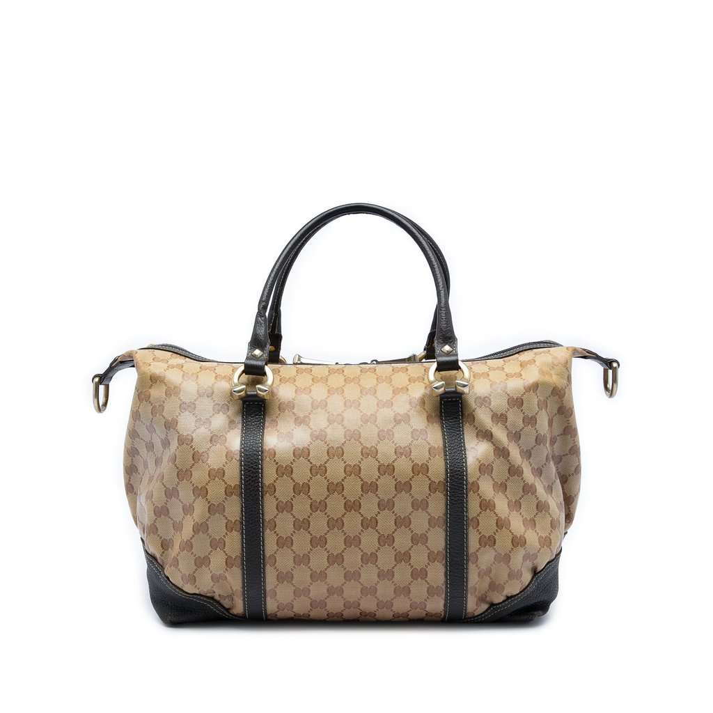 Gucci GG Crystal Horsebit Nail Boston Bag Beige Very good - Front View