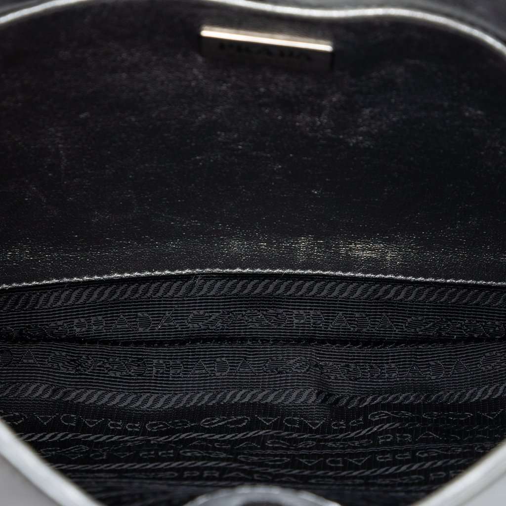 Prada Spazzolato Cleo Shoulder Bag Silver Leather Very good condition - Model View