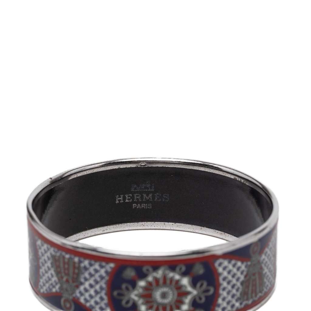 Hermès Wide Passementerie Enamel Bangle 65 Blue Very good condition - Model View
