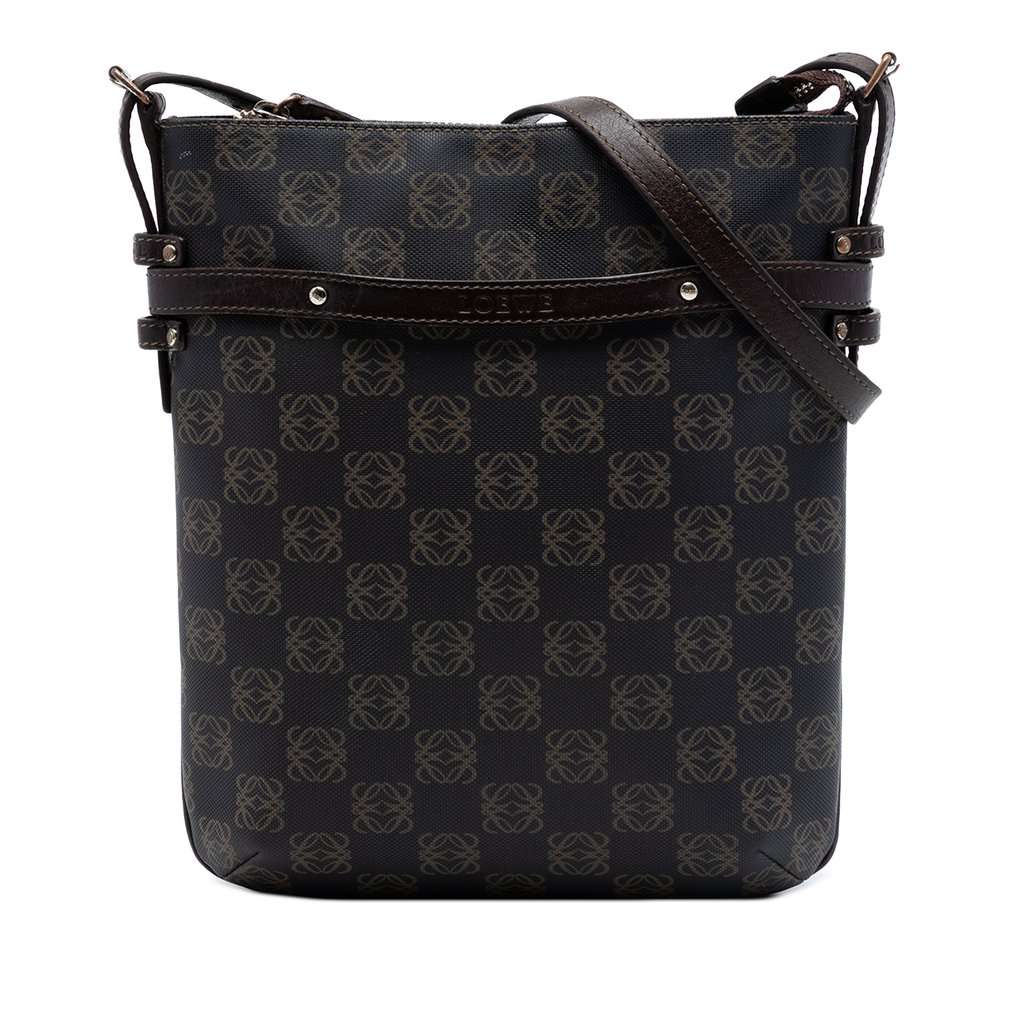 Loewe Anagram Coated Canvas Crossbody Brown Very good condition - Front View