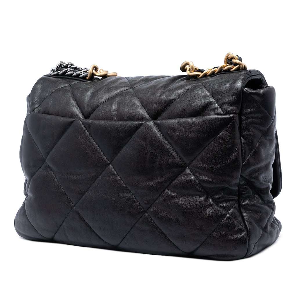 Chanel Maxi Lambskin 19 Flap Black Leather Very good condition - Back View