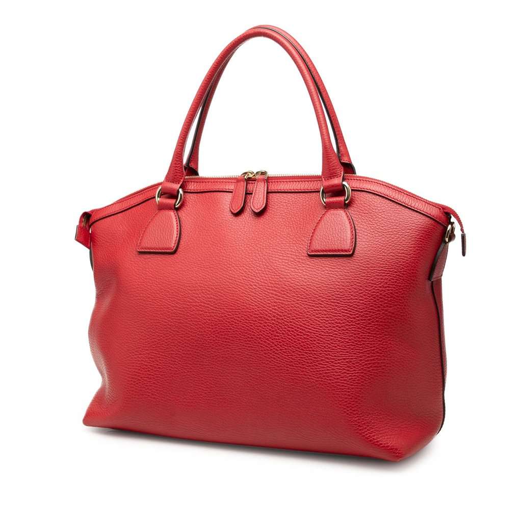 Gucci Large Dollar Calfskin GG Charm Dome Satchel Red Leather Very good condition - Back View