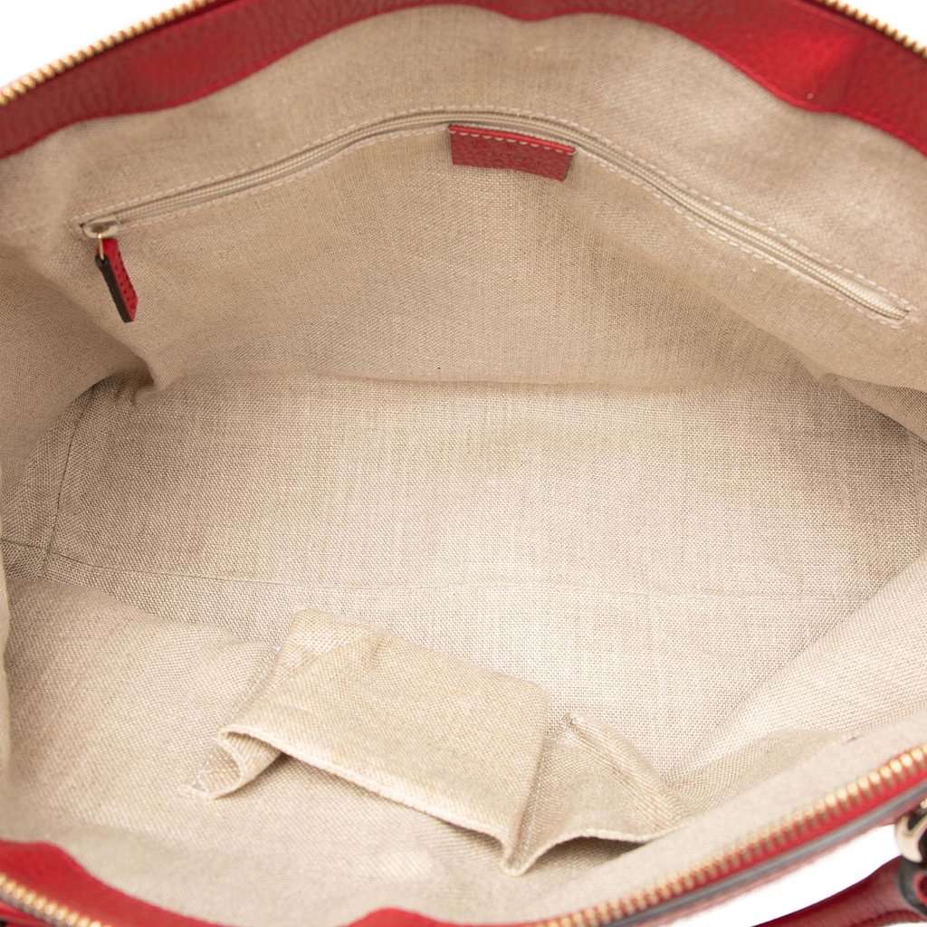 Gucci Large Dollar Calfskin GG Charm Dome Satchel Red Leather Very good condition - Model View