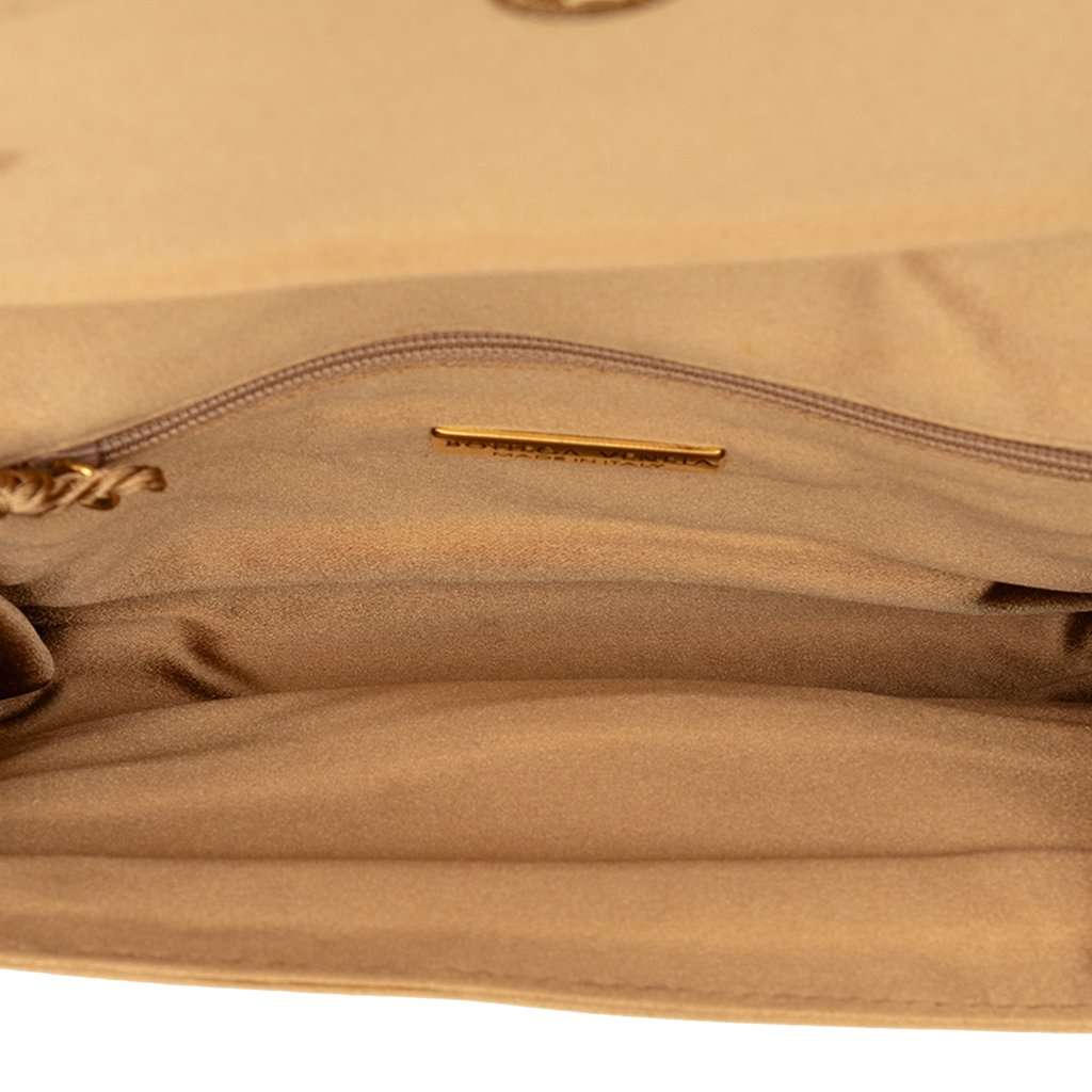 Bottega Veneta Satin Intrecciato Flap Shoulder Bag Gold Very good - Model View