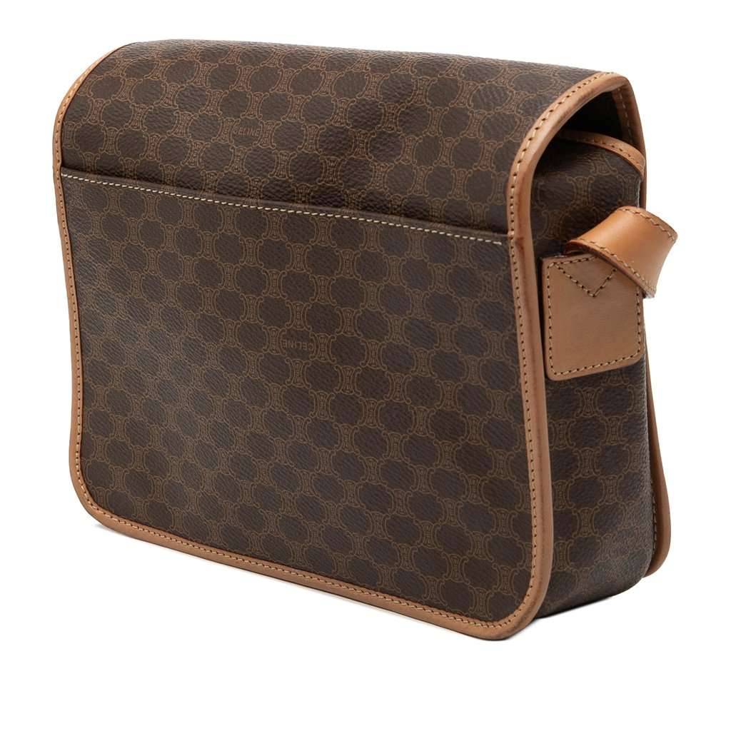 Celine Macadam Coated Canvas Crossbody Brown Very good - Back View