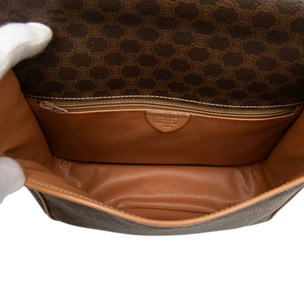 Celine Macadam Coated Canvas Crossbody Brown Very good - Model View
