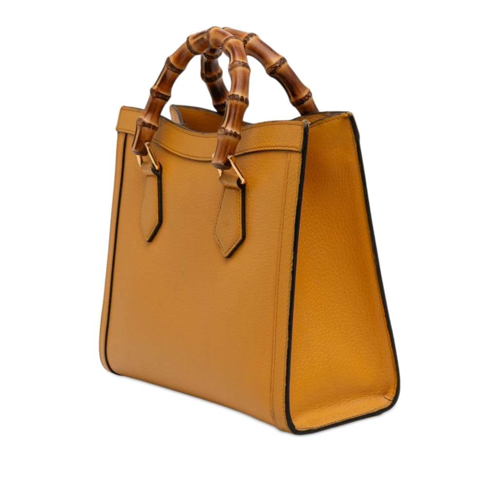 Gucci Medium Leather Bamboo Diana Satchel Yellow Leather Good condition - Back View