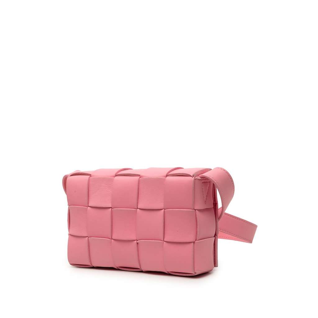 Bottega Veneta Small Nappa Intrecciato Cassette Crossbody Pink Leather Very good condition - Back View