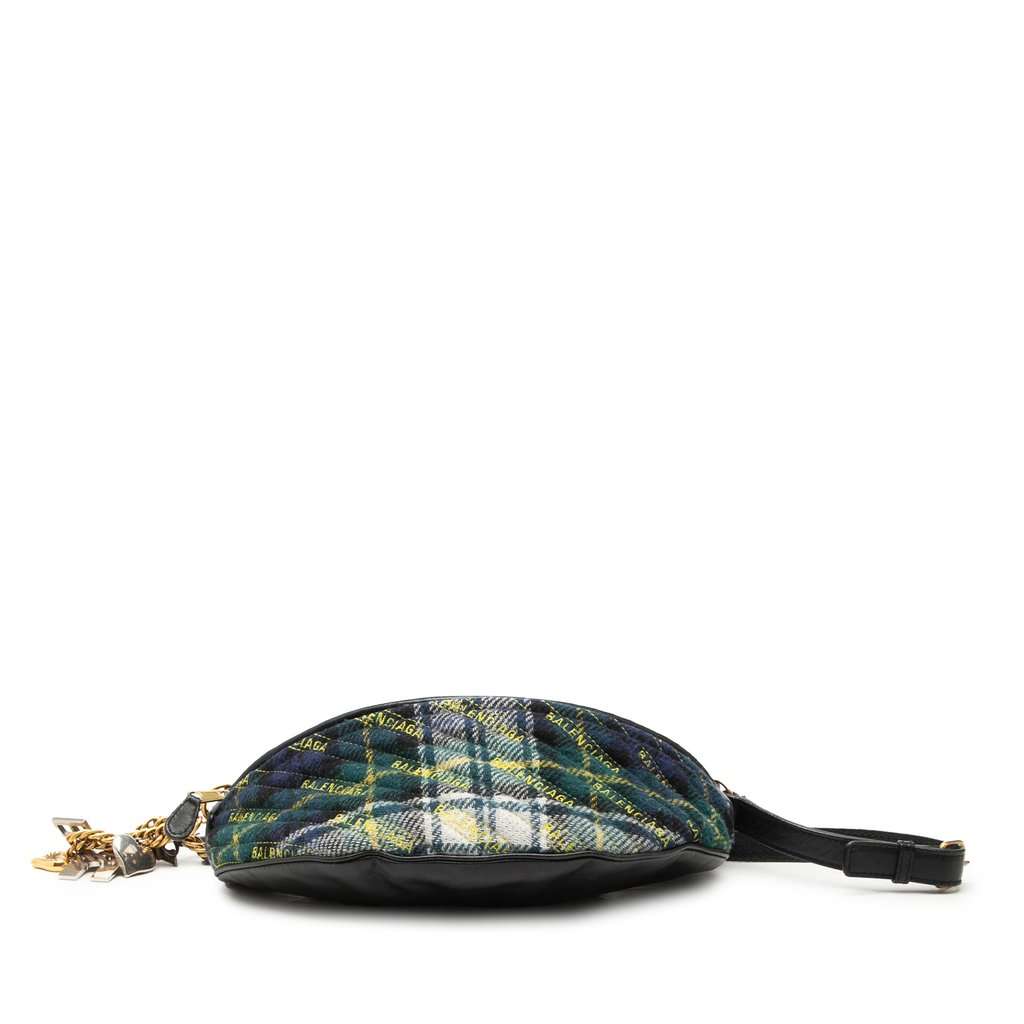 Balenciaga Diagonal Quilted Wool Allover Logo Souvenir Belt Bag XS Green Very good - Inside View