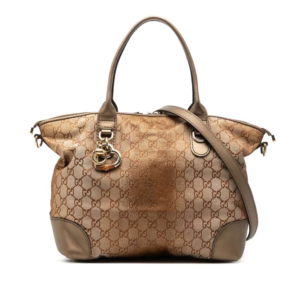 Gucci GG Lurex Heart Bit Satchel Brown Very good - Front View