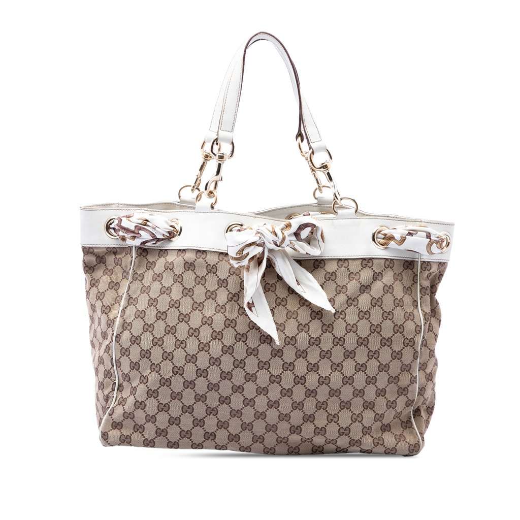 Gucci Large GG Canvas Positano Tote Beige Very good condition - Front View