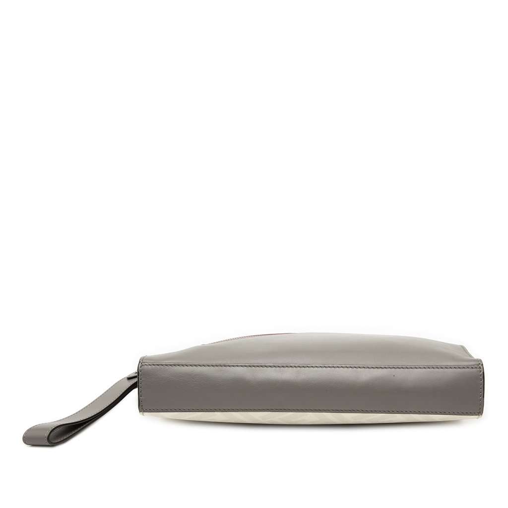 Fendi Zucca Coated Canvas FF 1974 Diagonal Vitello Liberty Front Zip Clutch White Never worn, with tag - Inside View