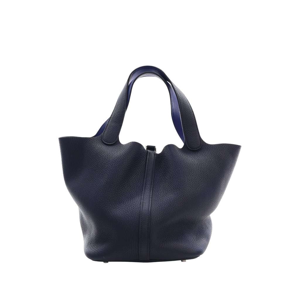 Hermès Togo Picotin Lock 22 Blue Leather Very good condition - Back View
