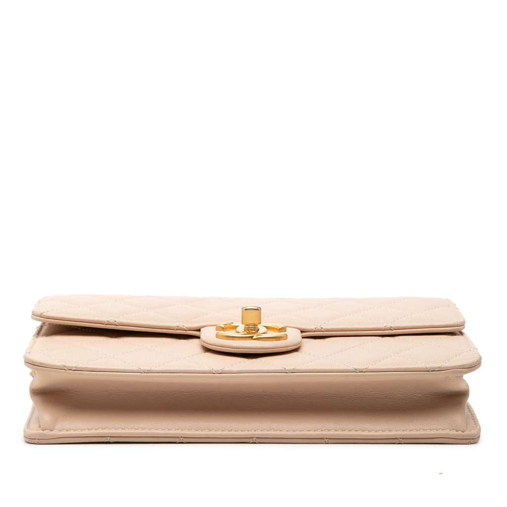 Chanel Small Quilted Lambskin Chic Pearls Flap Beige Leather Very good condition - Inside View