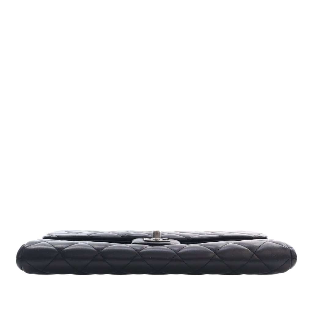 Chanel CC Quilted Lambskin Flap Clutch with Chain Black Leather Very good - Box View