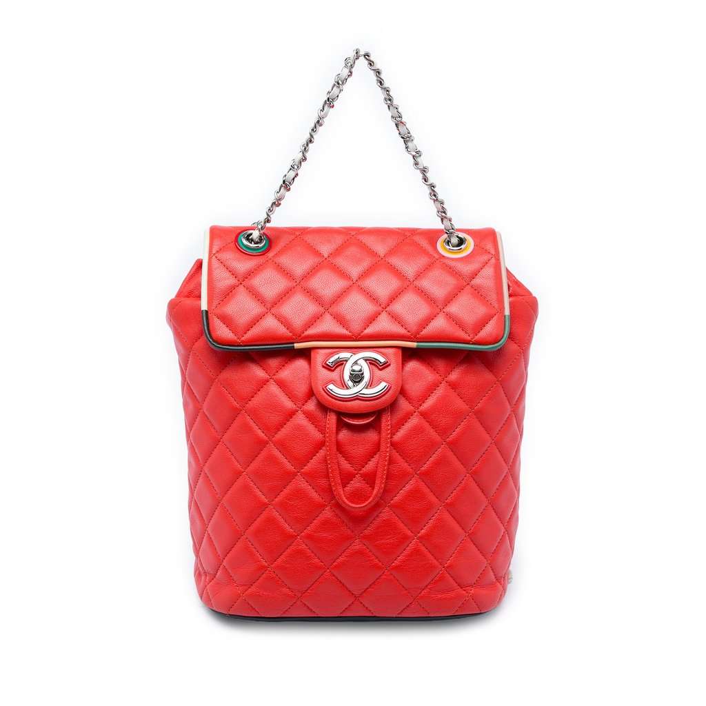 Chanel Small Lambskin Cuba Color Urban Spirit Backpack Red Leather Very good condition - Front View