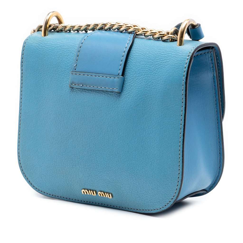 Miu Miu Goatskin Madras Crossbody Blue Leather Very good condition - Back View