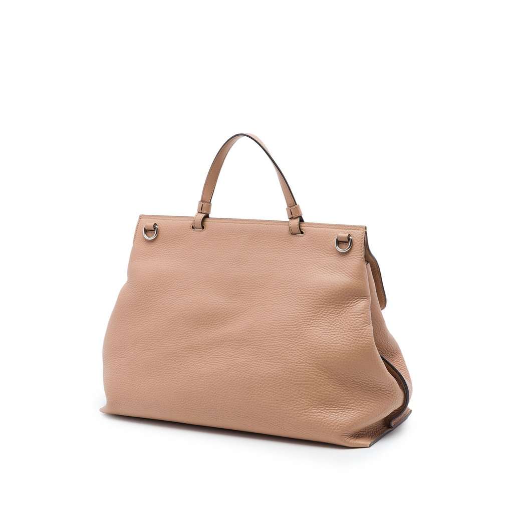 Gucci Large Calfskin Bamboo Daily Satchel Beige Leather Very good condition - Back View