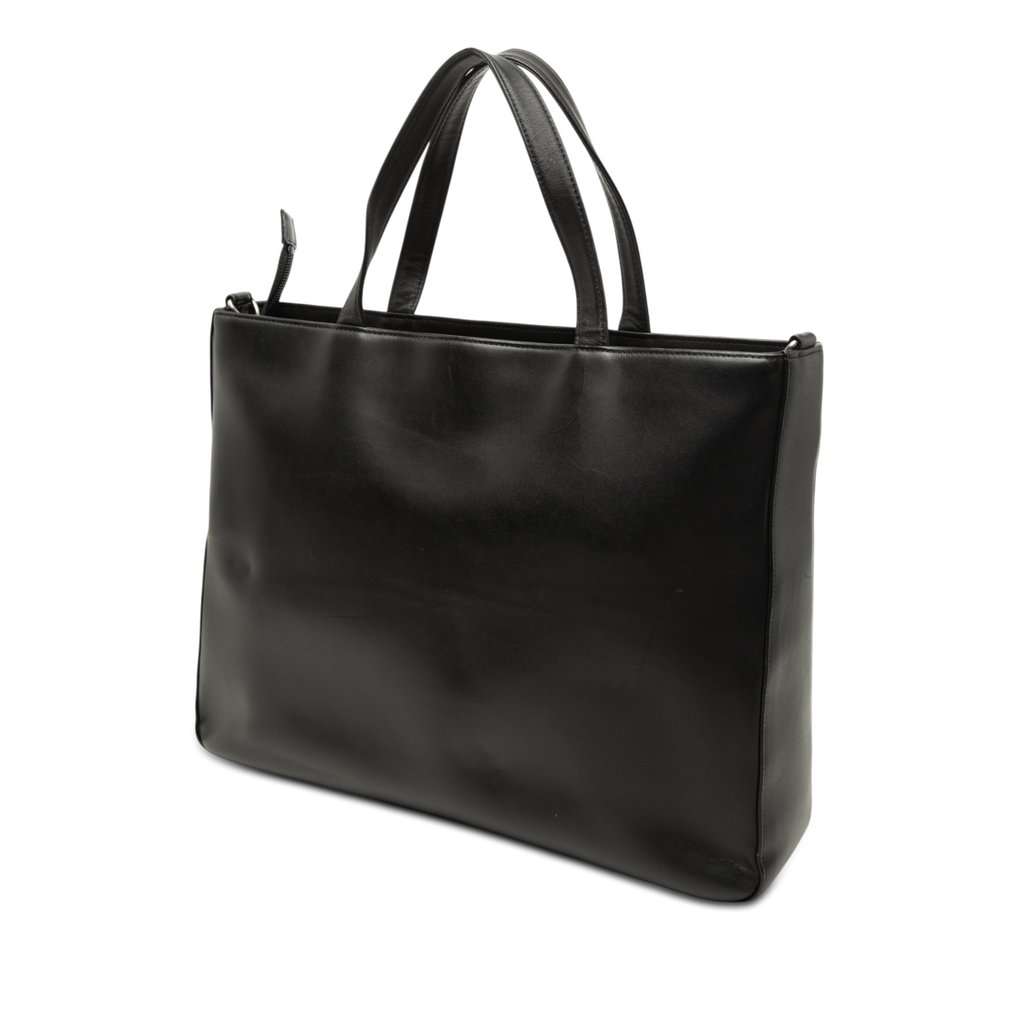 Burberry Nova Check Canvas Trimmed Leather Satchel Black Leather Very good - Back View