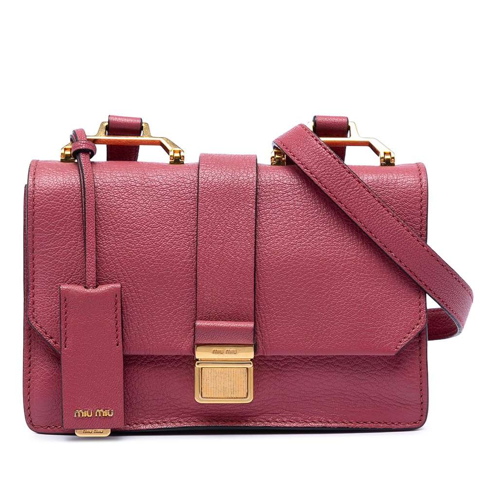 Miu Miu Goatskin Madras Crossbody Red Leather Very good - Front View