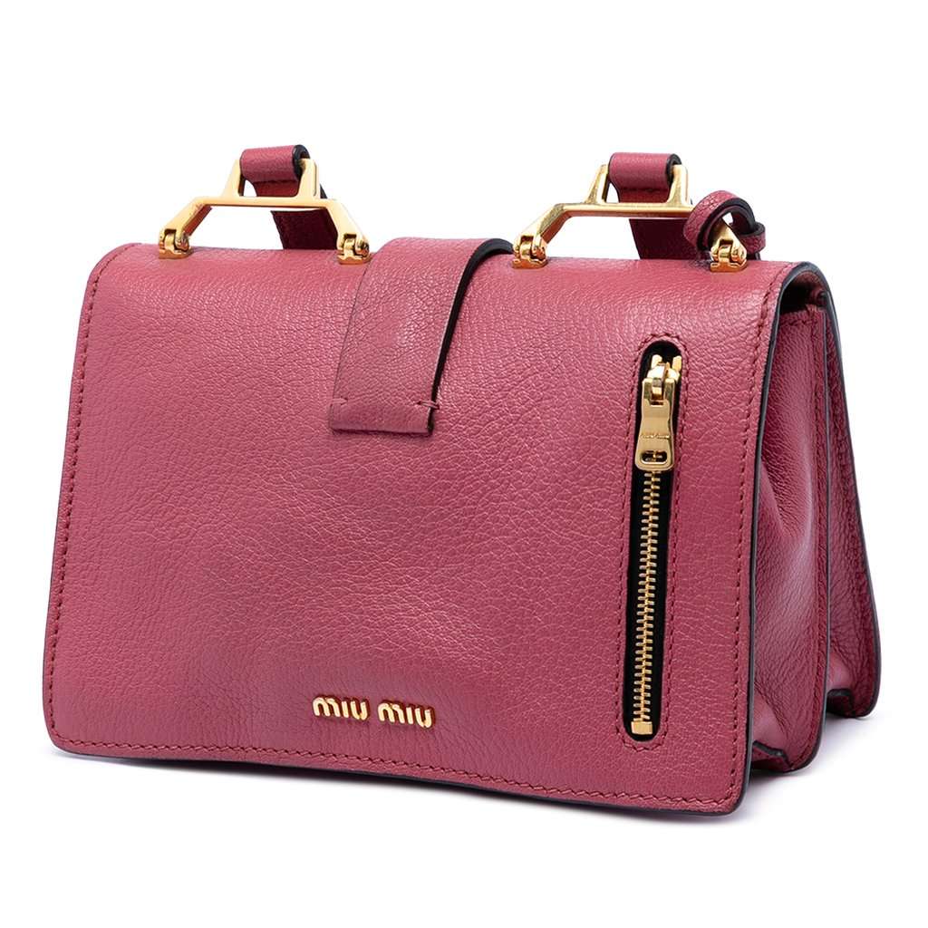 Miu Miu Goatskin Madras Crossbody Red Leather Very good - Back View