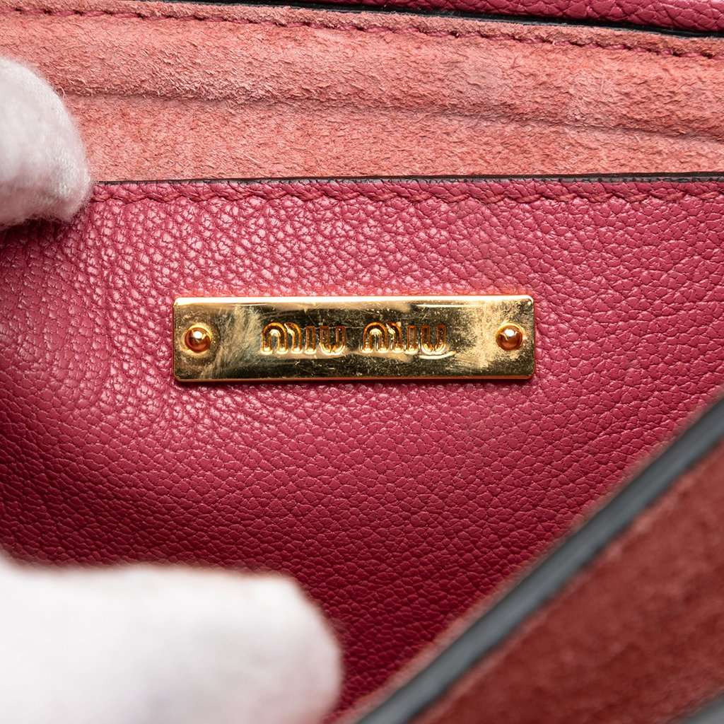 Miu Miu Goatskin Madras Crossbody Red Leather Very good - Box View