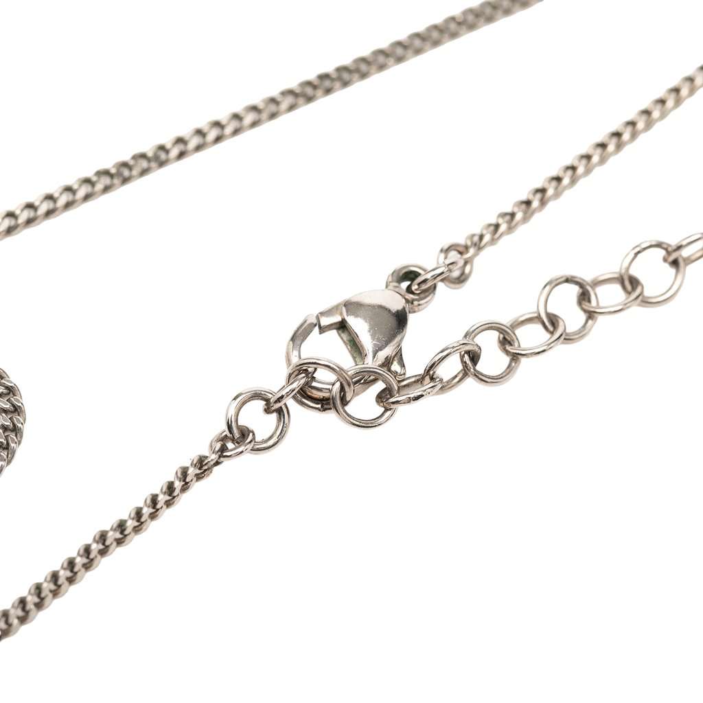 Chanel CC Brass Strass Pendant Necklace Silver Metal Very good condition - Box View
