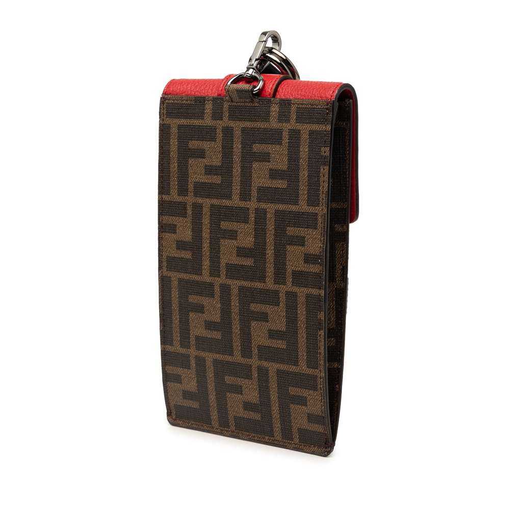 Fendi Zucca Coated Canvas Phone Holder Crossbody Brown Very good - Back View