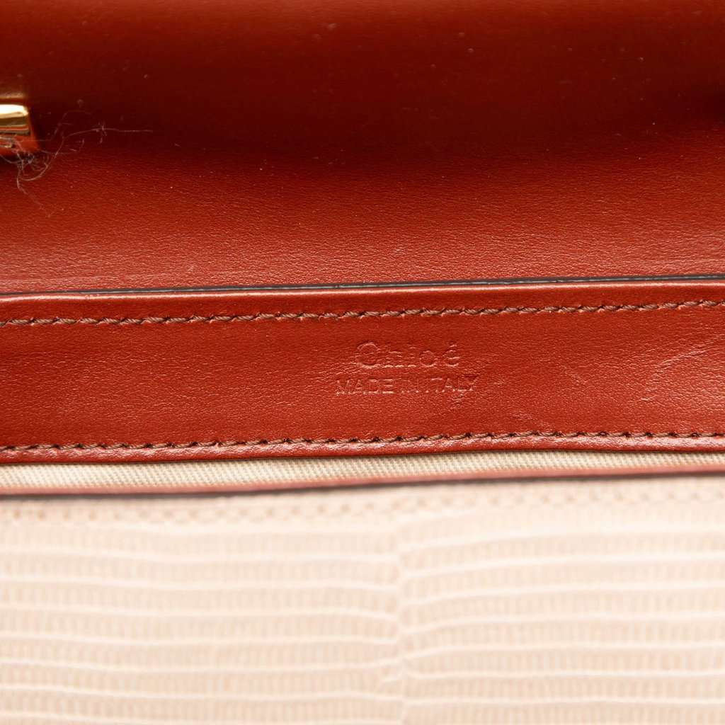Chloé Mini Bicolor Croc Embossed Calfskin C Satchel Red Leather Very good condition - Box View