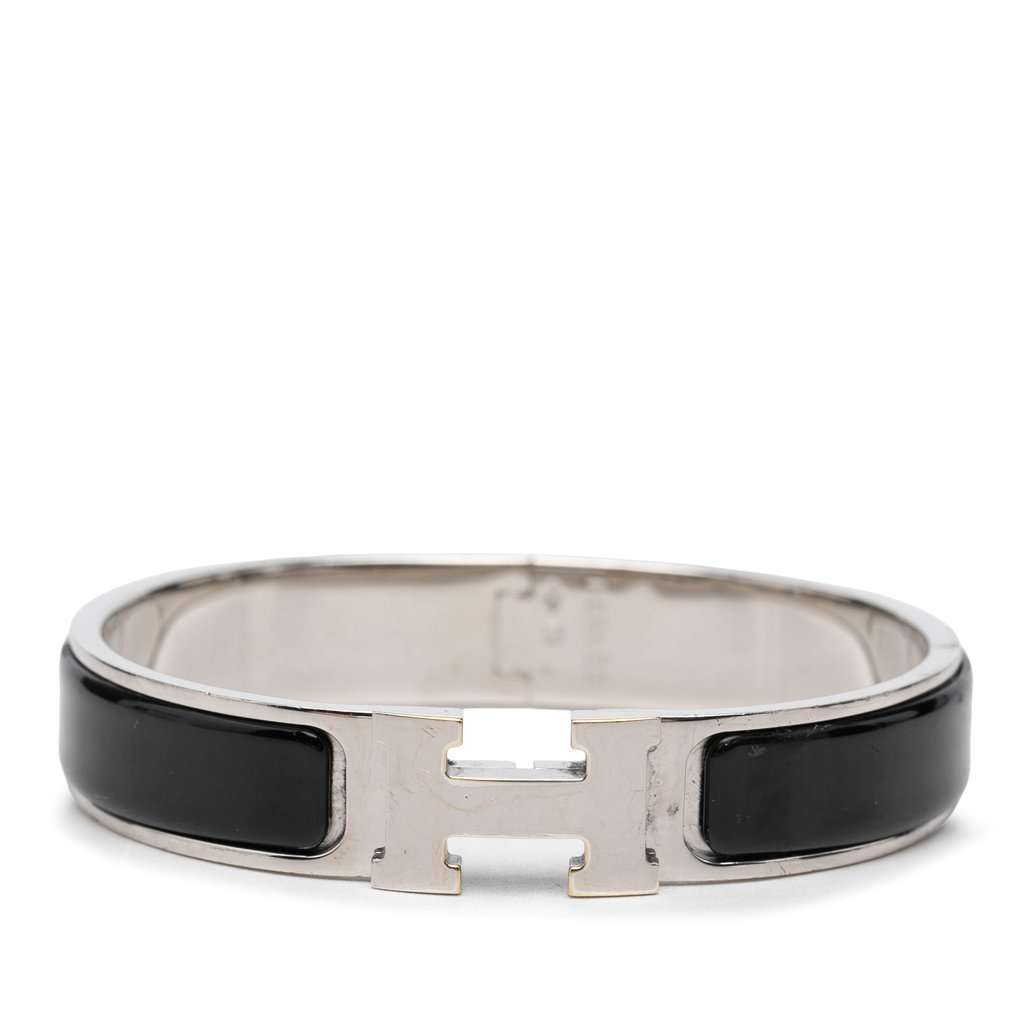 Hermès Narrow Enamel Clic H Bracelet PM Black Very good condition - Front View
