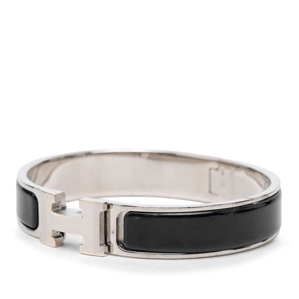 Hermès Narrow Enamel Clic H Bracelet PM Black Very good condition - Back View