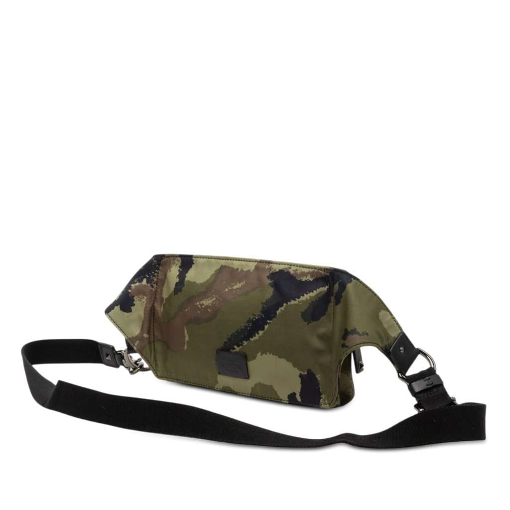 Valentino Nylon Rockstud Camouflage Belt Bag Green Very good condition - Back View