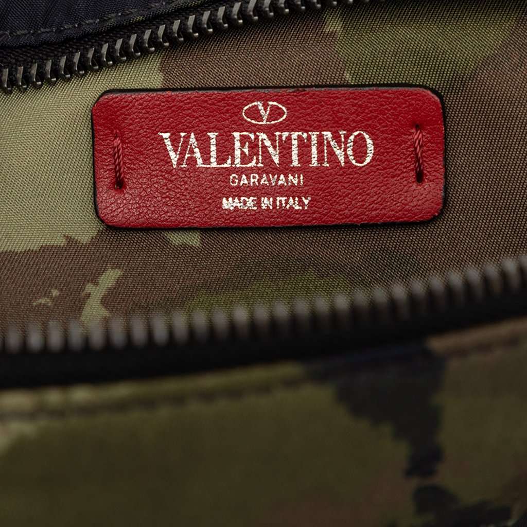 Valentino Nylon Rockstud Camouflage Belt Bag Green Very good condition - Box View