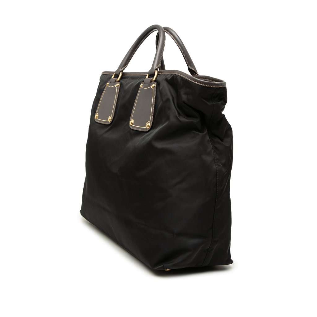 Prada Saffiano Trimmed Tessuto Satchel Black Very good condition - Back View